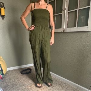 NWT Express XS olive green wide leg jumpsuit